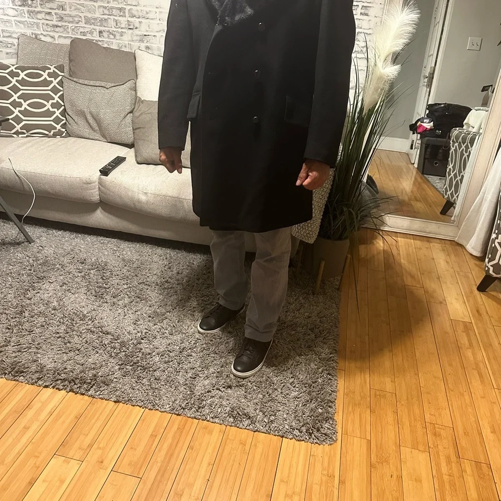 VTG Companion Wool Outercoat w/faux fur collar and faux & lining. Men’s XL Blk - Picture 14 of 14